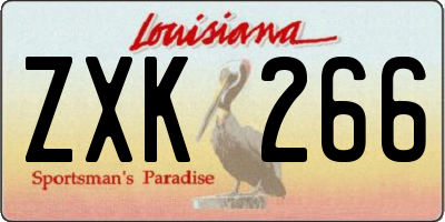 LA license plate ZXK266