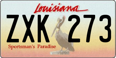 LA license plate ZXK273