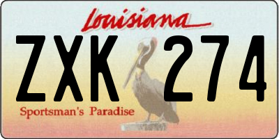 LA license plate ZXK274