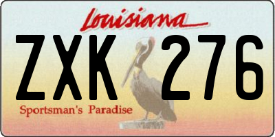 LA license plate ZXK276