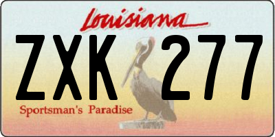 LA license plate ZXK277