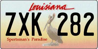 LA license plate ZXK282