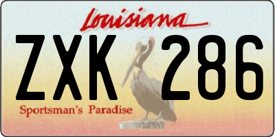 LA license plate ZXK286