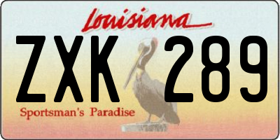 LA license plate ZXK289