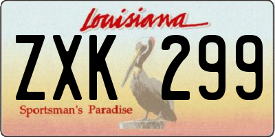 LA license plate ZXK299