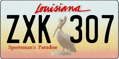 LA license plate ZXK307