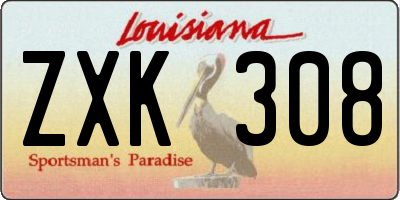 LA license plate ZXK308