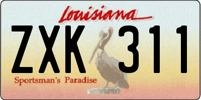 LA license plate ZXK311
