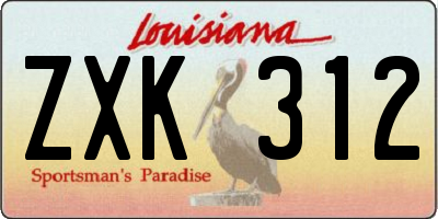 LA license plate ZXK312