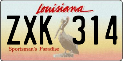 LA license plate ZXK314