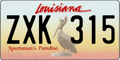 LA license plate ZXK315