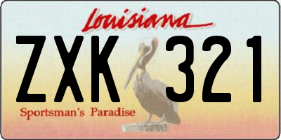 LA license plate ZXK321