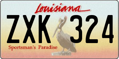 LA license plate ZXK324