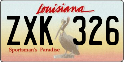 LA license plate ZXK326