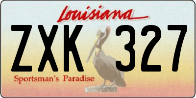 LA license plate ZXK327