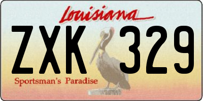 LA license plate ZXK329