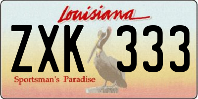 LA license plate ZXK333