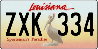 LA license plate ZXK334