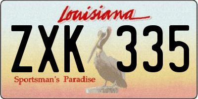 LA license plate ZXK335