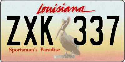 LA license plate ZXK337