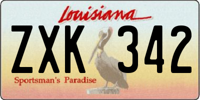 LA license plate ZXK342