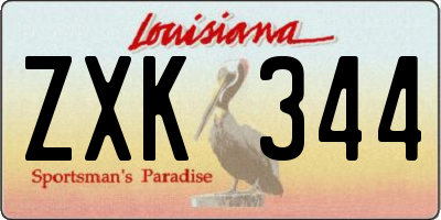 LA license plate ZXK344