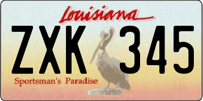 LA license plate ZXK345