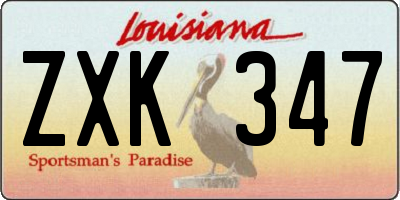 LA license plate ZXK347