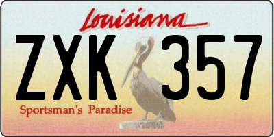 LA license plate ZXK357