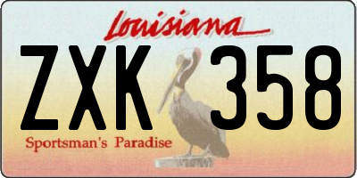 LA license plate ZXK358