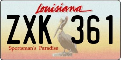 LA license plate ZXK361
