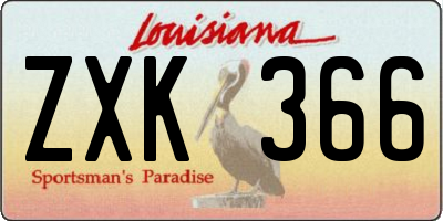 LA license plate ZXK366