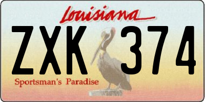 LA license plate ZXK374