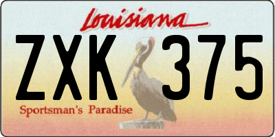 LA license plate ZXK375