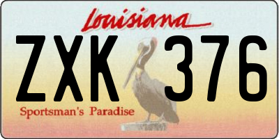 LA license plate ZXK376