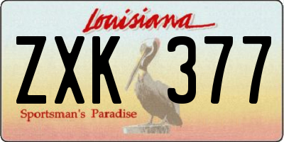 LA license plate ZXK377