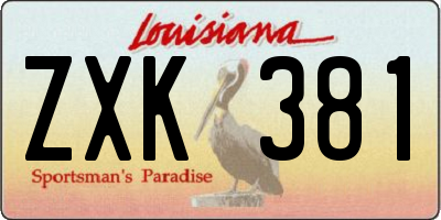 LA license plate ZXK381