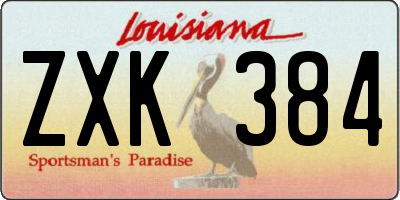 LA license plate ZXK384