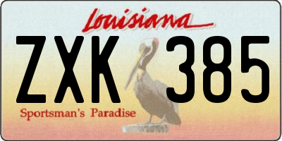 LA license plate ZXK385