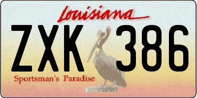 LA license plate ZXK386