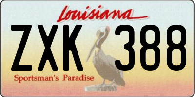 LA license plate ZXK388