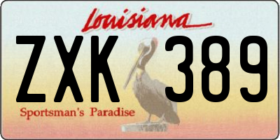 LA license plate ZXK389