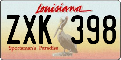 LA license plate ZXK398