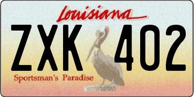 LA license plate ZXK402