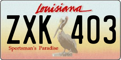 LA license plate ZXK403