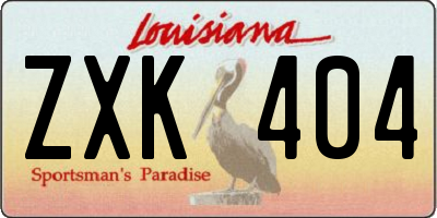 LA license plate ZXK404