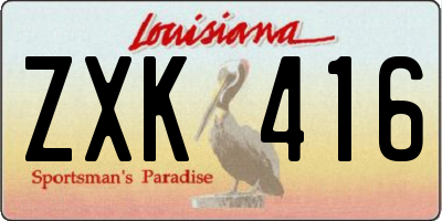 LA license plate ZXK416