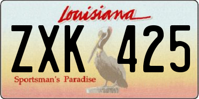 LA license plate ZXK425