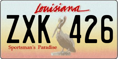 LA license plate ZXK426