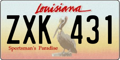 LA license plate ZXK431